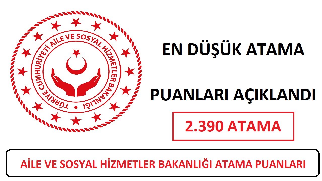 Aile ve Sosyal Hizmetler Bakanlığı 2024/4B Personel Ataması Taban Puanları
